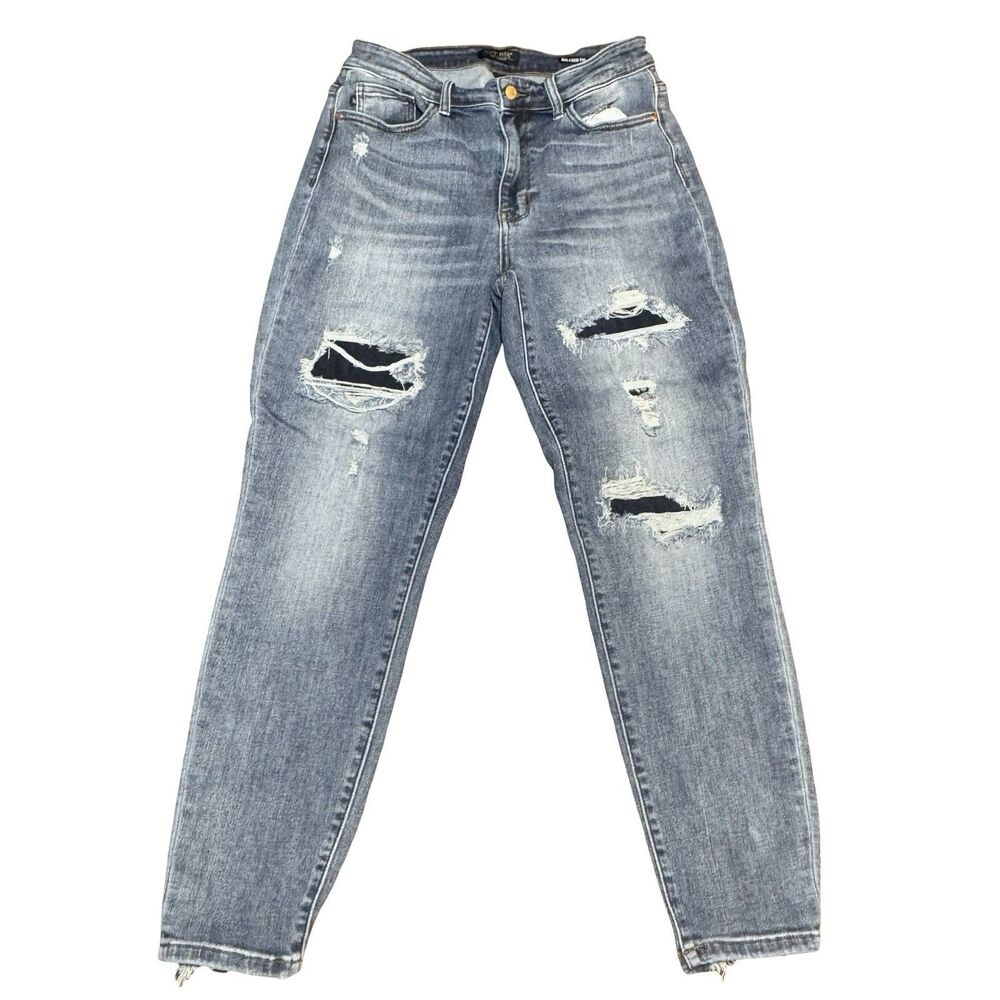 Judy Blue Jeans Womens 13/31 Relaxed Fit Stretch Mid Rise Distressed Denim Ankle